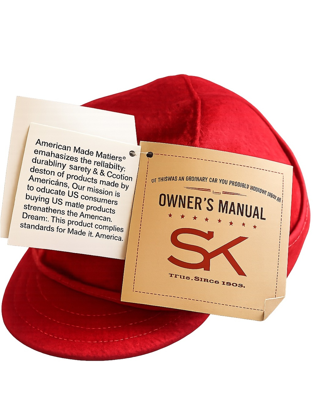 The Boss SK Cap Red Wool Blend Hat Size 7 1/2 Made in USA NWT
